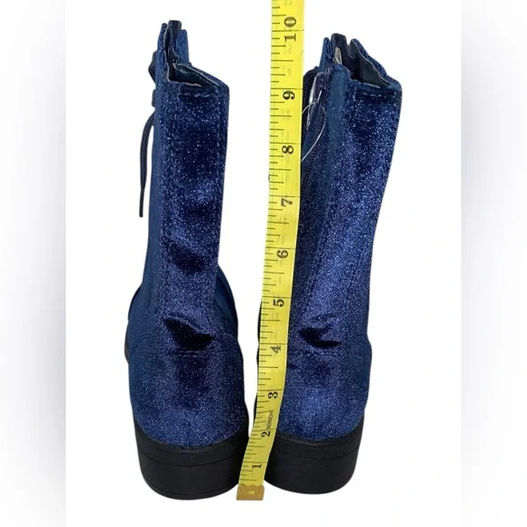 Arizona Jean Co Julie Booties Blue Velvet Lace Up Memory Foam Combat Boots Sz 10 - Picture 7 of 11
